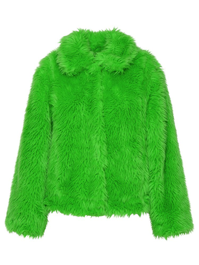 Msgm Short Green Faux Fur Jacket