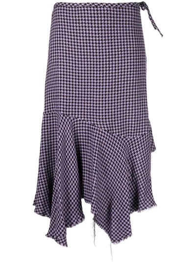 Marques' Almeida Asymmetric Check-print Midi Skirt In Black/lilac