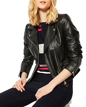 karen millen leather biker jacket black