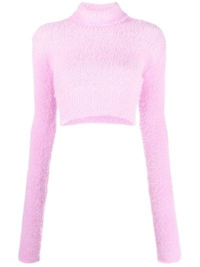 Faith Connexion Cropped Turtleneck Jumper In Light Pink