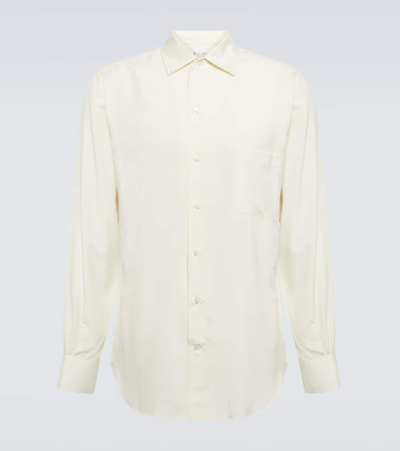 Loro Piana André Silk Shirt In Blanc Optique