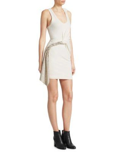 Alexander Wang Twist Front Deconstructed Tank Dress In White