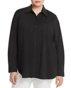Lyssé Plus Schiffer Pocketed Pleated-back Button-down Shirt In Black