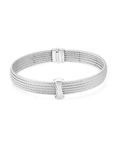 Alor Classique Multi-row Pave Diamond Bangle In Silver