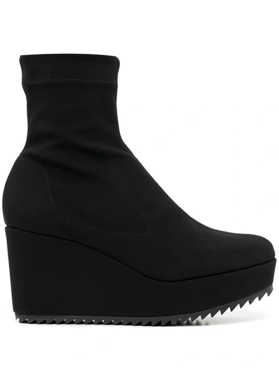 Pedro Garcia 2-way Stretch Wedge Boots In Black