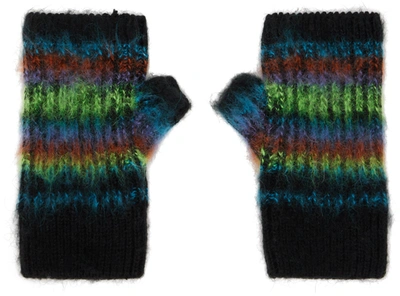 Agr Striped Fingerless Gloves In Mehrfarbig