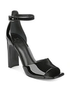 Marc Fisher Ltd Harlin Patent Leather Ankle Strap Sandals In Black