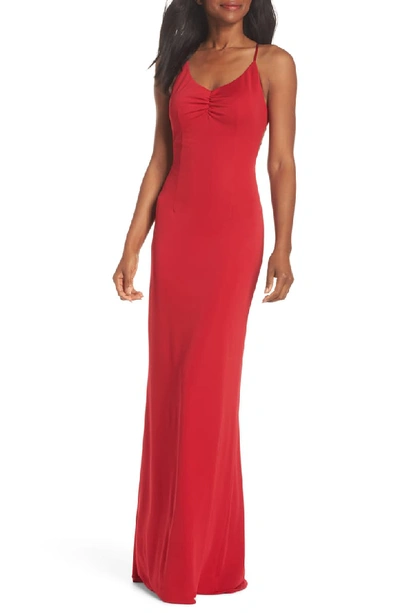 Maria Bianca Nero Donna Crisscross Backless Long Gown In Red