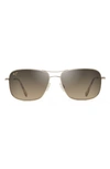 Maui Jim Wiki Wiki 59mm Polarized Aviator Sunglasses In Gold/brown