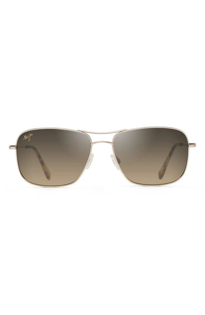 Maui Jim Wiki Wiki 59mm Polarized Aviator Sunglasses In Gold/ Bronze