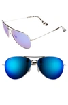 Maui Jim Mavericks 61mm Polarized Oversize Aviator Sunglasses In Blue Mirror Polarized