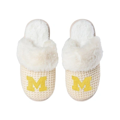 Foco Michigan Wolverines Open Back Slippers In Cream