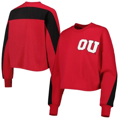 Gameday Couture Crimson Oklahoma Sooners Back To Reality Colorblock Pullover Sweatshirt