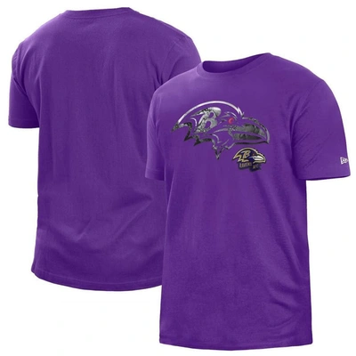 New Era Purple Baltimore Ravens 2022 Sideline Ink Dye T-shirt