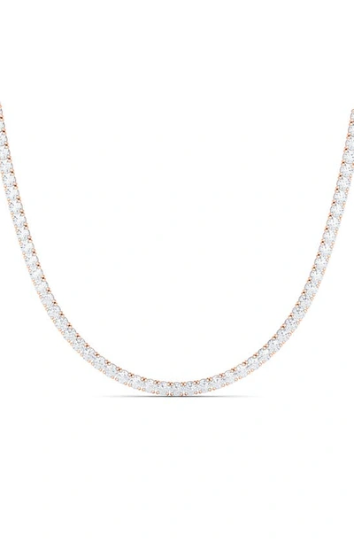 Hautecarat Lab Created Diamond Tennis Necklace In 18k Rose Gold