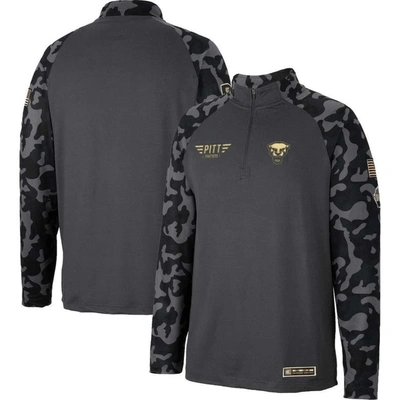 Colosseum Charcoal Pitt Panthers Oht Military Appreciation Long Range Raglan Quarter-zip Jacket