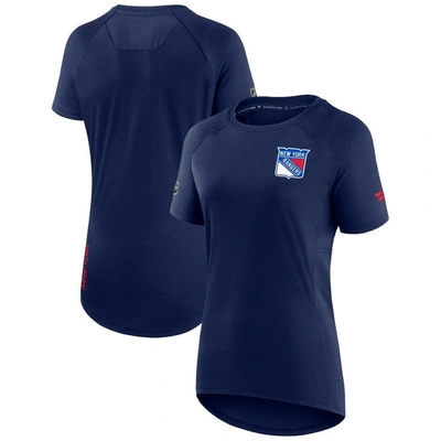 Fanatics Branded Navy New York Rangers Authentic Pro Rink Raglan Tech T-shirt