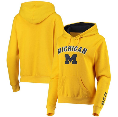 Colosseum Women's Maize Michigan Wolverines Arch And Logo 1 Pullover Hoodie
