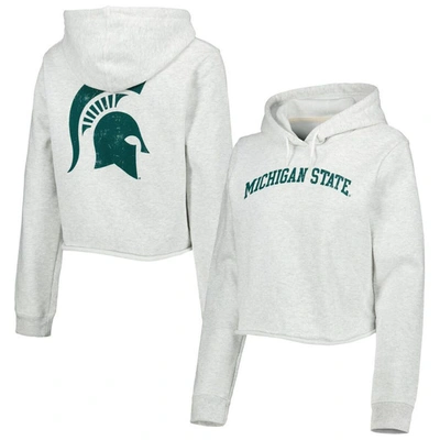 League Collegiate Wear Ash Michigan State Spartans 2-hit 1636 Cropped Pullover Hoodie