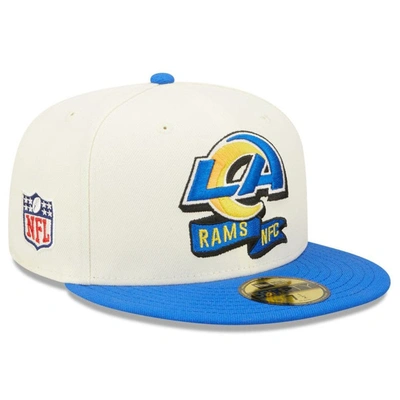 New Era Men's  Cream, Royal Los Angeles Rams 2022 Sideline 59fifty Fitted Hat In Cream,royal