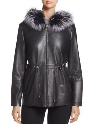 Maximilian Furs Saga Fox Fur-trim Leather Jacket - 100% Exclusive In Black