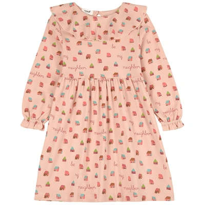 Oeuf Kids' Printed Dress Blush/house In Pink