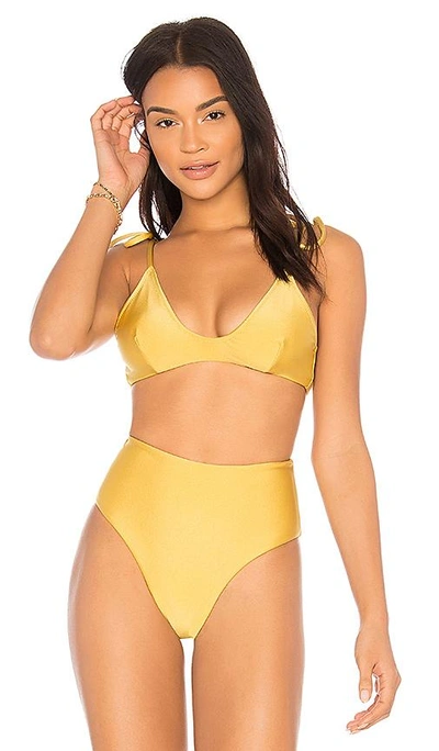 Midsommar Swim X Revolve Crescent Bikini Top In Gold Metallic