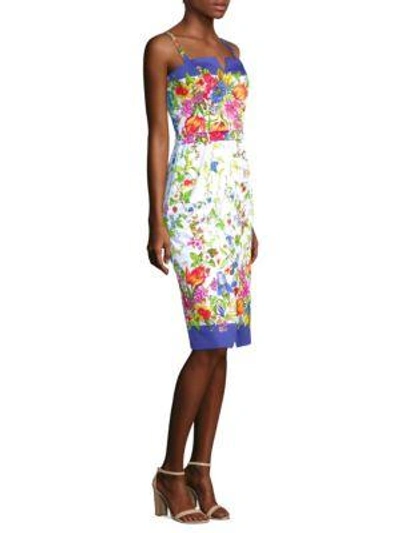 Milly Satin Floral Dress In Multi