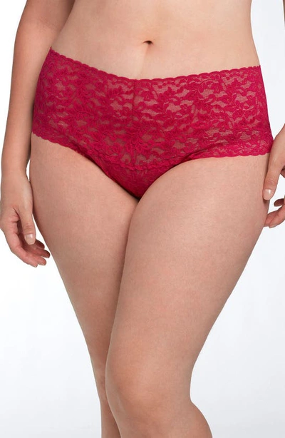 Hanky Panky Plus Size Retro Lace Thong In Red