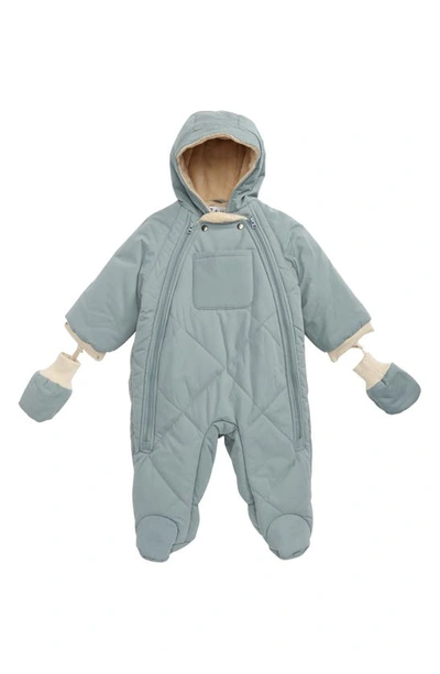 7 A.m. Enfant Babies' Benji Hooded Snowsuit With Attached Mittens In Mirage Blue
