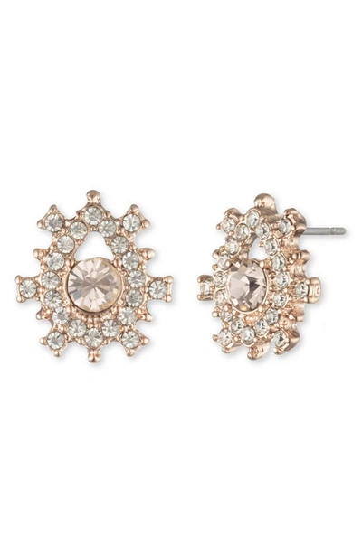 Marchesa Crystal Button Stud Earrings In Pink