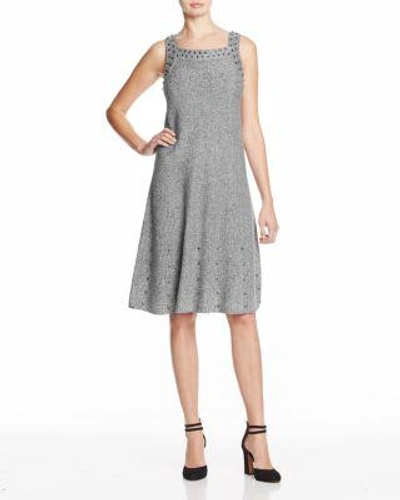 Nic And Zoe Modern Stud Knit Dress In Gray Mix