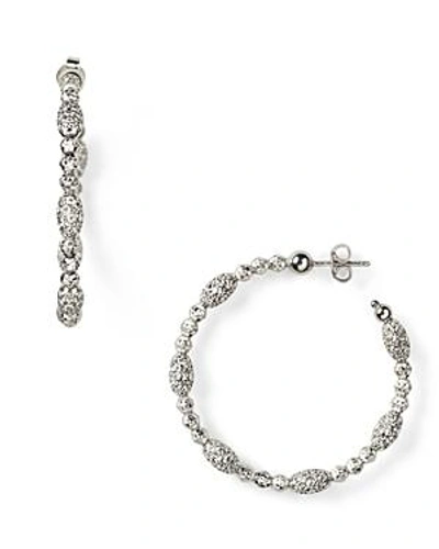 Officina Bernardi Moon Oval Bead Medium Hoop Earrings In Silver