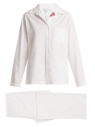 Pour Les Femmes Congo Patch-pocket Cotton Pyjamas In White