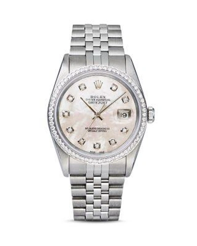 Pre-owned Rolex  Rolex Stainless Steel And 18k White Gold Datejust Watch With Mother-of-pearl Dial And Diam In White/silver