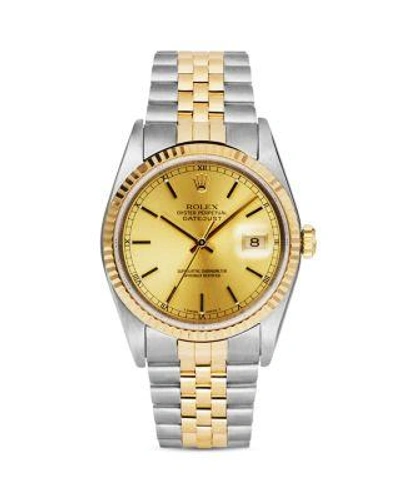 Pre-owned Rolex  Rolex Stainless Steel And 18k Yellow Gold Two Tone Datejust Watch With Champagne Fluted Be In Champagne/gold