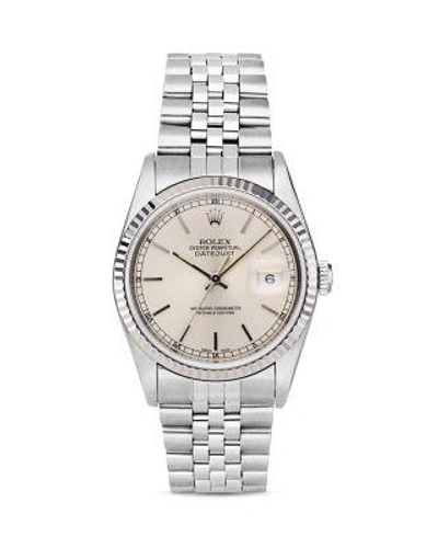 Pre-owned Rolex  Rolex Stainless Steel And 18k White Gold Datejust Watch With Fluted Bezel And Silver Dial, In White/silver