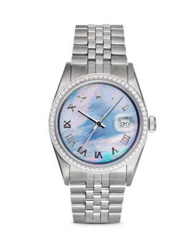 Pre-owned Rolex  Rolex Stainless Steel And 18k White Gold Datejust Watch With Dark Mother-of-pearl Dial And In Multi/silver