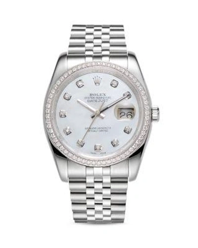 Pre-owned Rolex  Rolex 18k White Gold And Stainless Steel Datejust Diamond Watch With Mother-of-pearl Dial  In White/silver