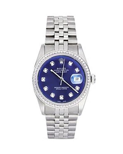 Pre-owned Rolex  Rolex Stainless Steel And 18k White Gold Datejust Watch With Blue Dial And Diamond Bezel,  In Blue/silver