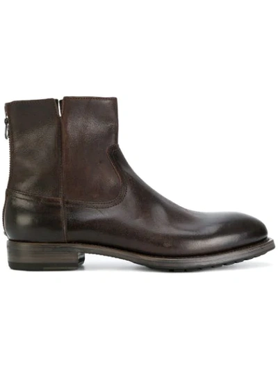 Project Twlv Back Zip Ankle Boots In Brown