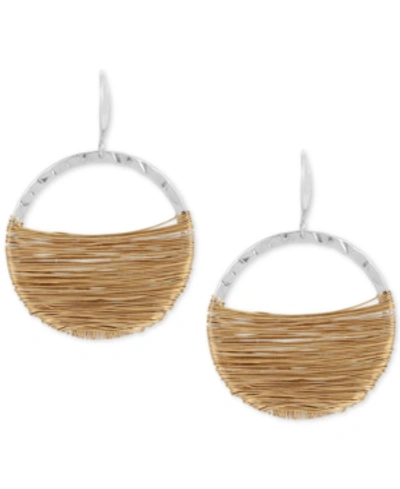 Robert Lee Morris Soho Two-tone Wire-wrapped Gypsy Hoop Earrings In Gold/silver