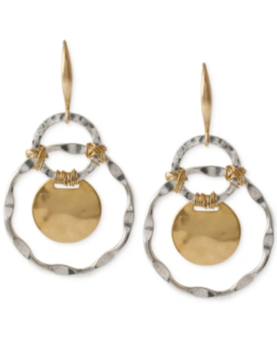 Robert Lee Morris Soho Two-tone Wire-wrapped Orbital Circle Drop Earrings In Two Tone