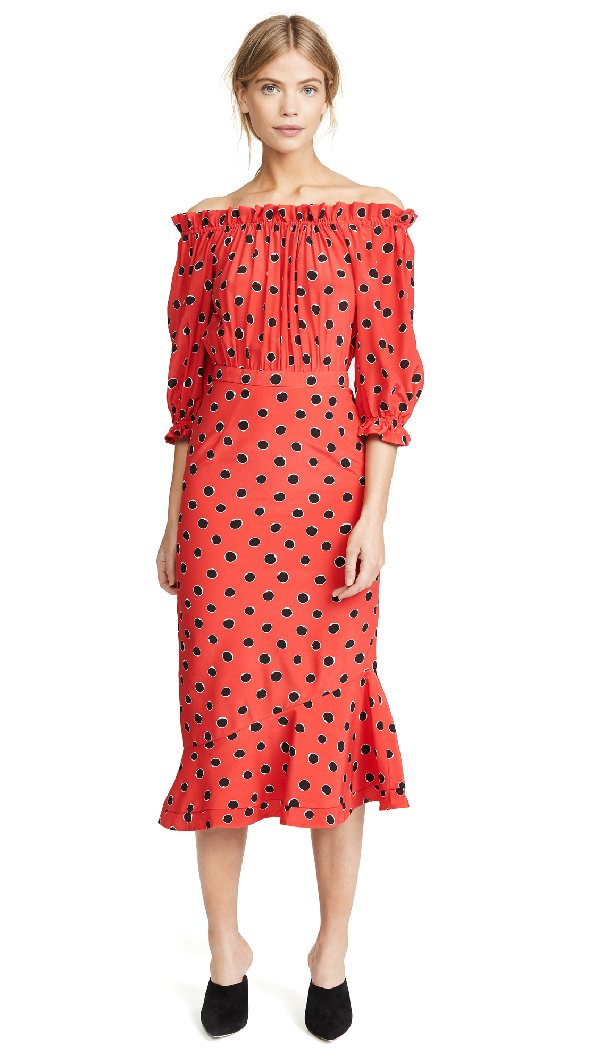 saloni off the shoulder dress