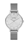 Skagen 'anita' Crystal Index Mesh Strap Watch, 30mm In White