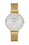 Skagen Women's Three-hand Quartz Riis Gold-tone Stainless Steel Mesh Watch 36mm