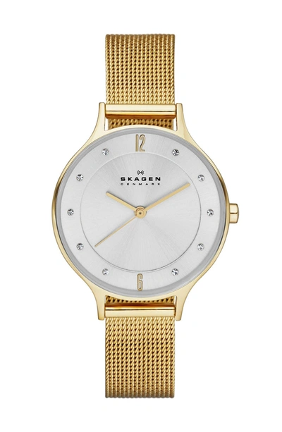 Skagen Women's Anita Gold-tone Stainless Steel Mesh Bracelet Watch 30mm Skw2150