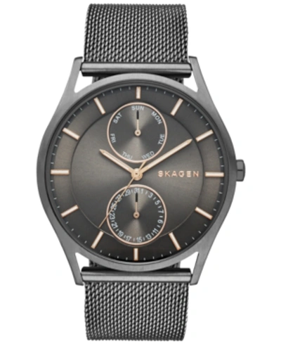 Skagen Men's Holst Smoke-tone Stainless Steel Mesh Bracelet Watch 40mm Skw6180 In Gray