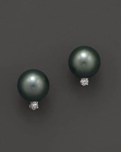 Tara Pearls Cultured Tahitian Pearl & Diamond Stud Earrings, .10 Ct. T.w.