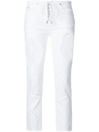 Isabel Marant Ronny Straight-leg Broderie Anglaise Cutout Cotton Skinny Jeans In Bianco